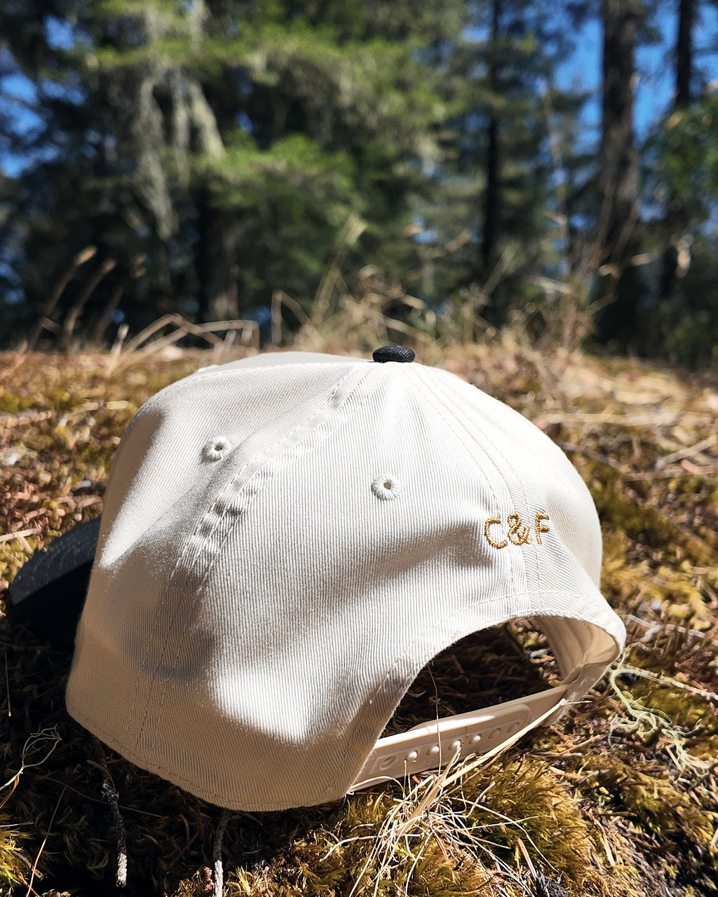 The Ranger Cap, back view showing the snap closure