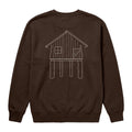 The Cabin Crew in Brown — hand-drawn cabin printed across the back
